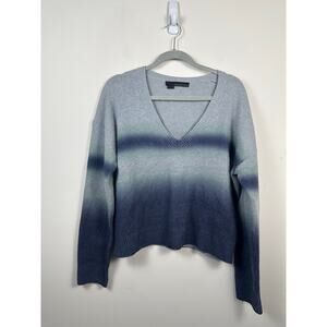360 Cashmere Ombre Sweater V-Neck Size Medium Blue Grey Green GUC